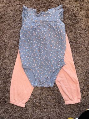 Carter's Dusty Blue Floral Baby Bodysuit